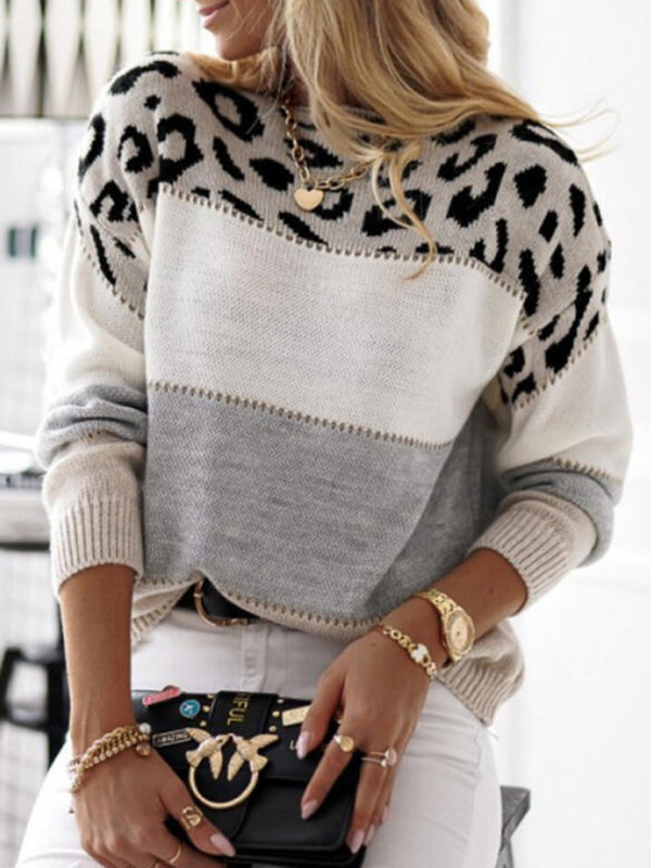 Women’s Crew Neck Colorblocked Drop Shoulder Sweater