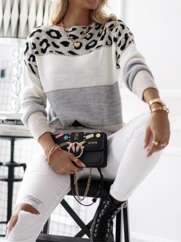 Women’s Crew Neck Colorblocked Drop Shoulder Sweater