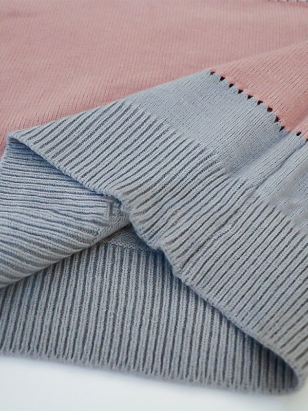 Women’s Crew Neck Colorblocked Drop Shoulder Sweater