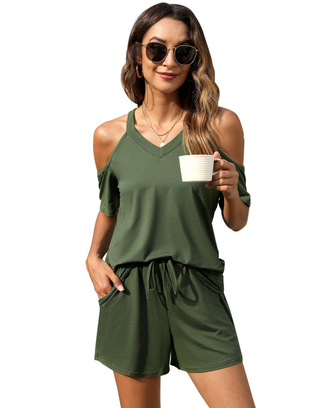 Women's Crew Neck Athleisure Pair Short Sleeve Suit